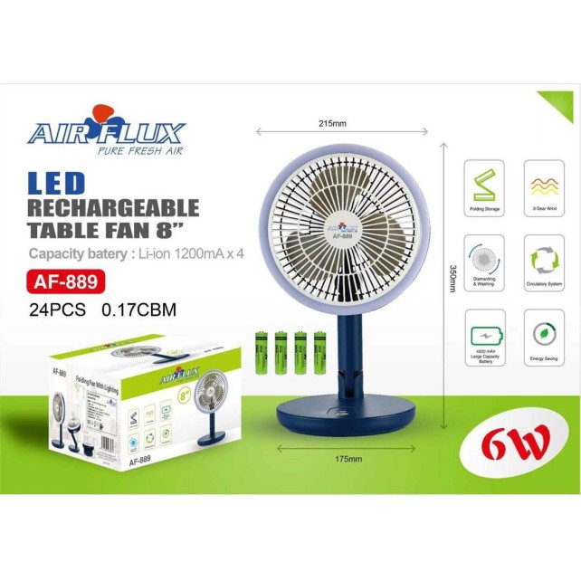 Ventilateur de Table Rechargeable avec LED