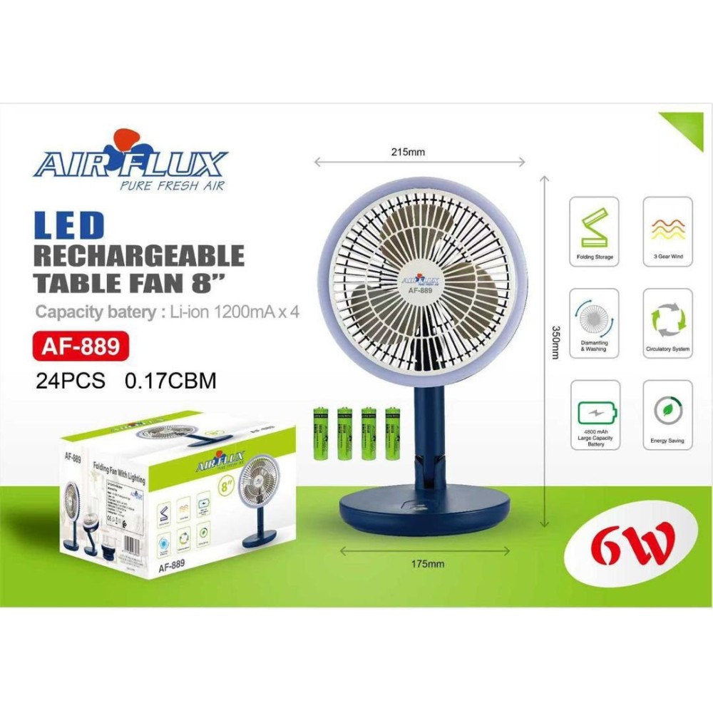 Ventilateur de Table Rechargeable avec LED