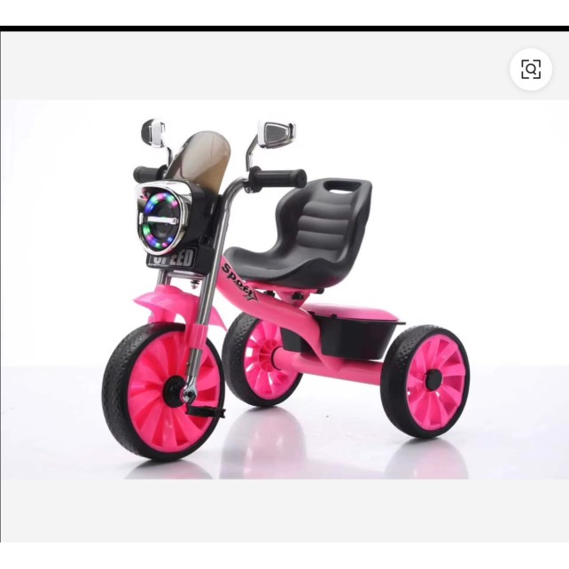 Tricycle Enfant 3 Roues Rose avec Dossier et Phare