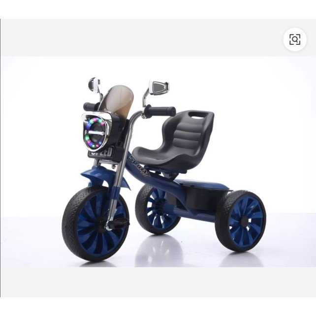 Tricycle Enfant 3 Roues Bleue avec Dossier et Phare